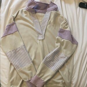 Lavender and Cream V-Neck Sweater